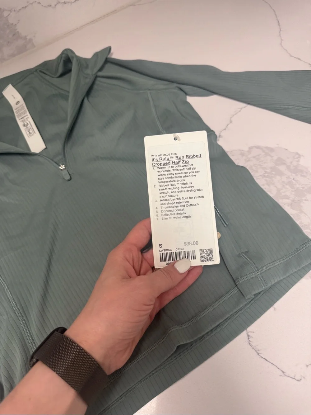 lululemon athletica Ribbed Half-Zip Hoodie in Sage Green